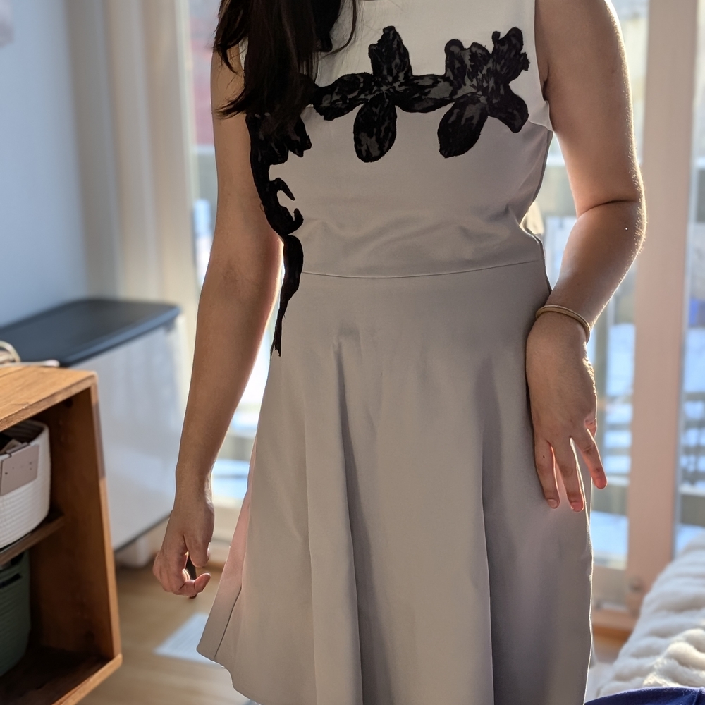 Halston Heritage Black and White Midi Dress